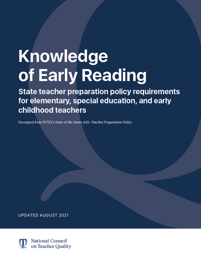 对早期阅读的知识 - 摘自国家的摘录2021：教师准备政策