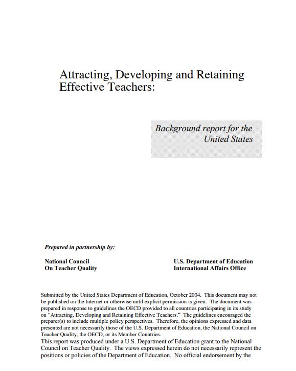 吸引、发展和留住有效教师:美国背景报告
