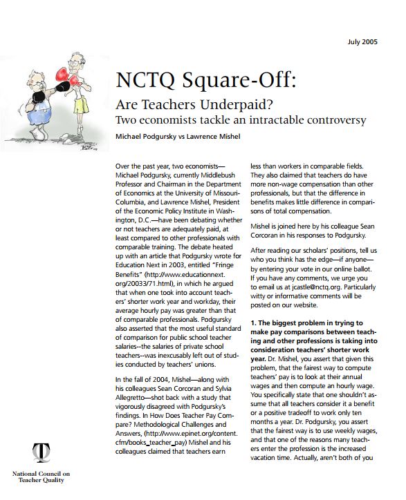 NCTQ争论:教师工资过低吗?两位经济学家解决了一个棘手的争议